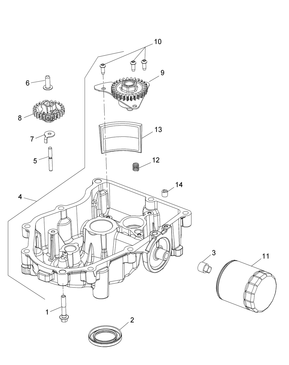 Kohler Kt745-3001 Oil Pan And Lubrication Diagram and Parts List for XT2-GX54KH (14A7A3CA010)(2015) Cub Cadet Lawn Tractor